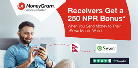 Receivers Will Get a 250 NPR Bonus* When You Send Money to Their eSewa Mobile Wallet